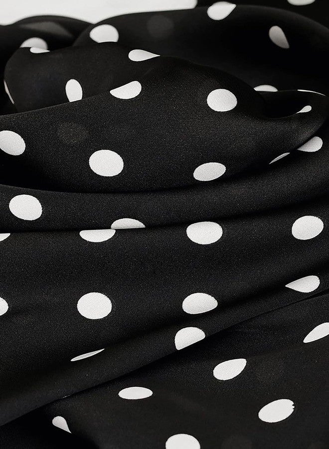 CXQRR 50s Chiffon Polka Dot Print Scarf Elegant Casual Square Scarf for Women 23.5" x 23.5" - Image 2